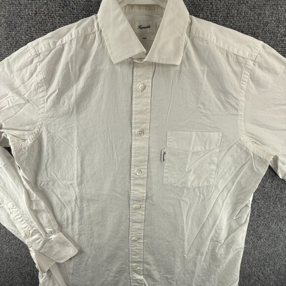 Faconnable 15.5 Club White Shirt Solid Button Up Long Sleeve Pocket Mens Spread - Picture 1 of 16